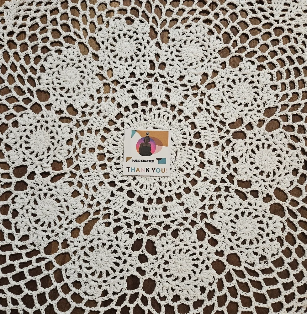 Handmade Crochet Flower Wall Decor Hancrafted Doily Retro Round White Placemat